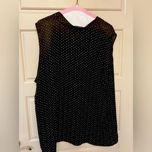 NWT Halogen Sleeveless Blouse - Black Ivory Multi-lady Dot Sz 2X